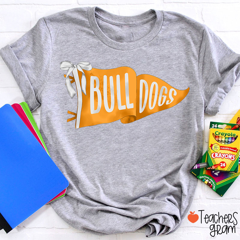 Personalized Mascot Pennant Bow Teacher T-Shirt