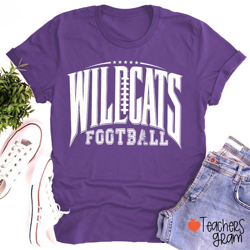 Personalized Mascot Vintage Distressed Football Star Graphic Teacher T‑Shirt