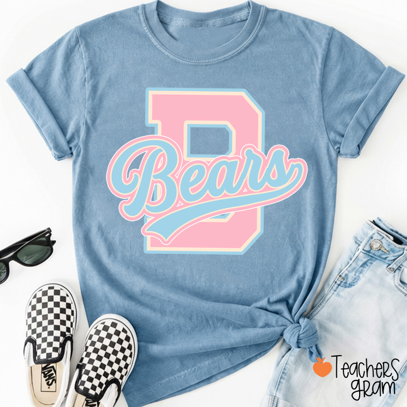 Personalized Mascot Varsity Letter Script Teacher T-Shirt