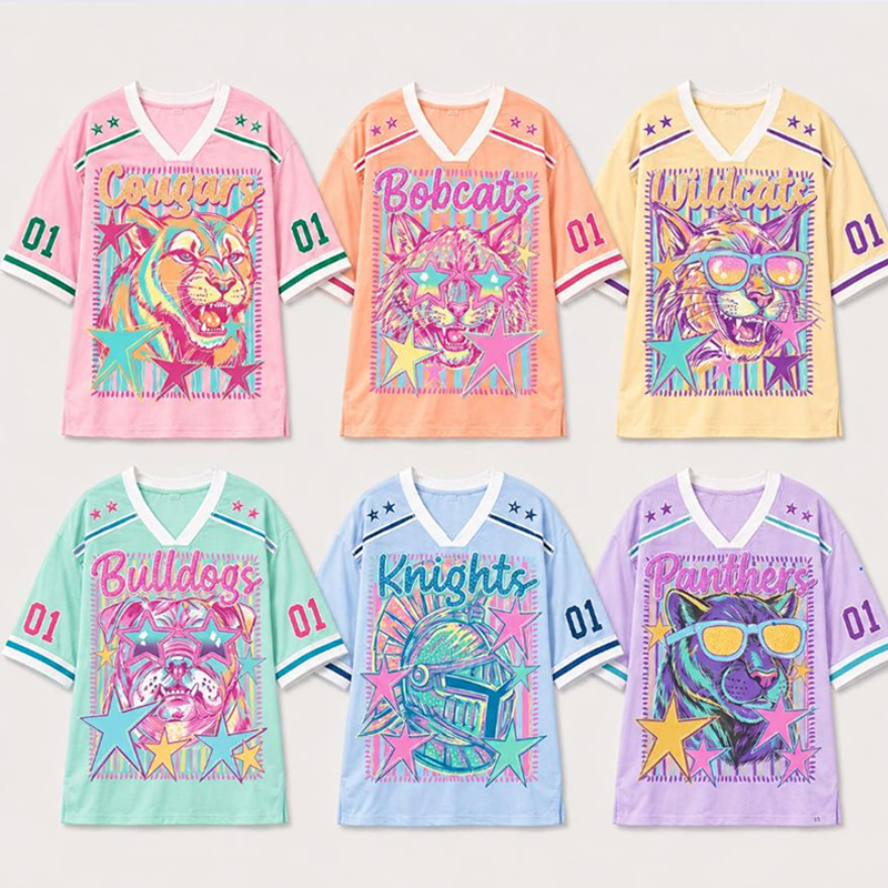 Personalized Mascot Retro Animal Star Print Teacher Mesh Jersey