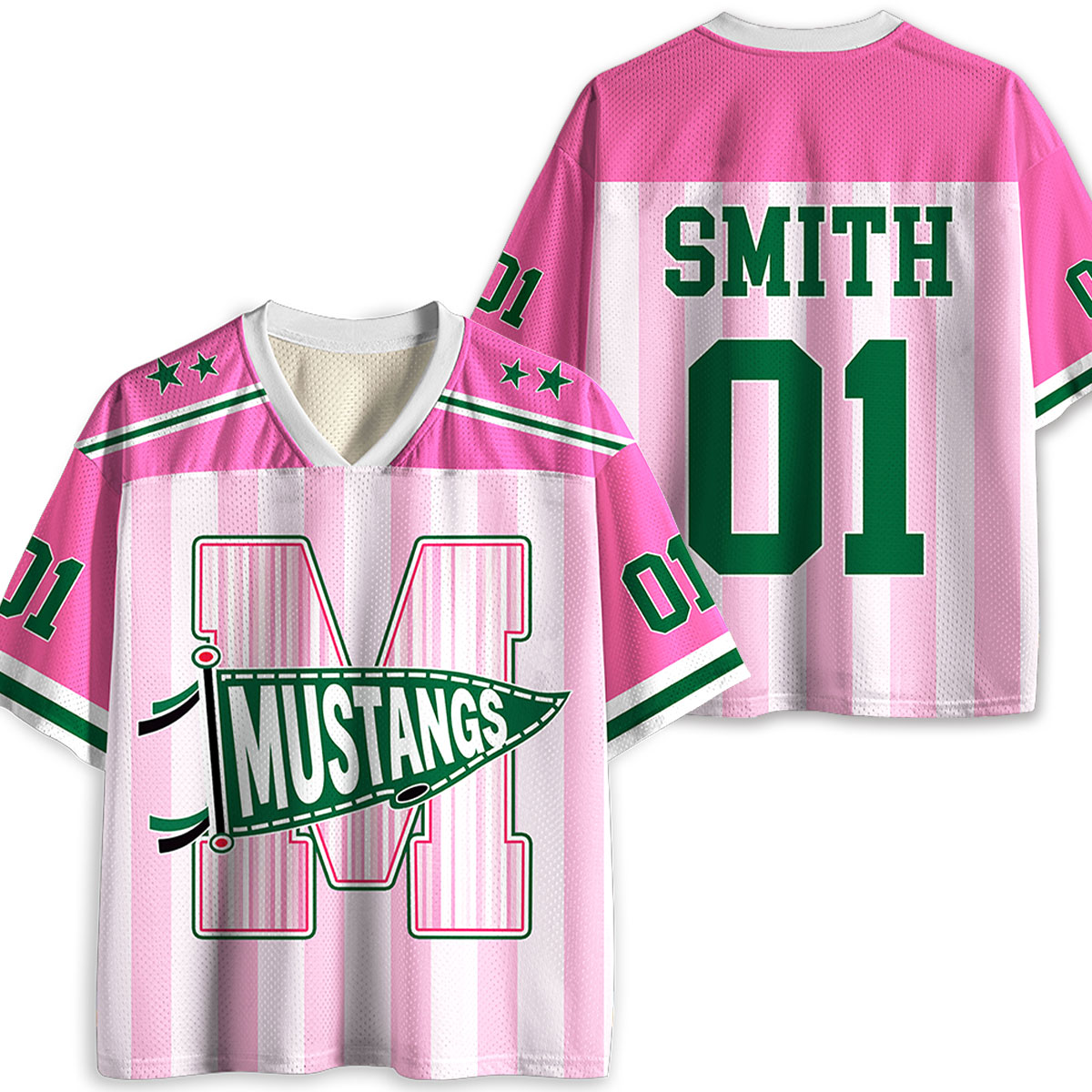 Personalized Mascot Pennant Initial School Spirit Teacher Mesh Jersey