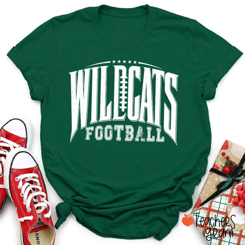 Personalized Mascot Vintage Distressed Football Star Graphic Teacher T‑Shirt