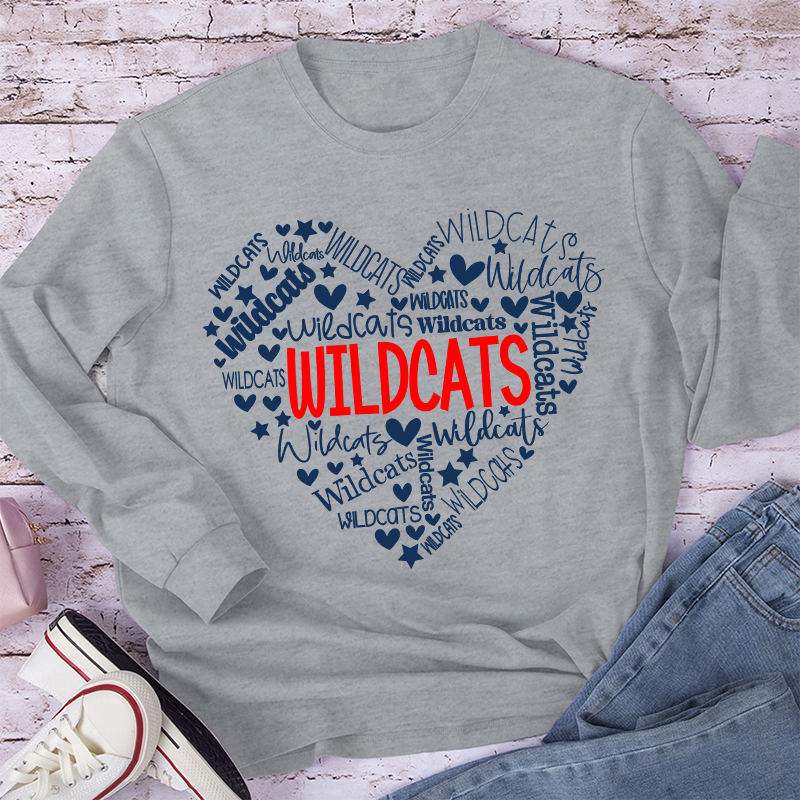 Personalized Mascot Heart Teacher Long Sleeve T-Shirt