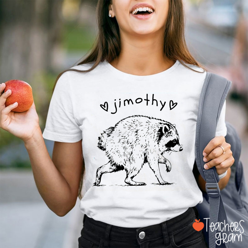 Heart Sketch Raccoon Teacher T-Shirt