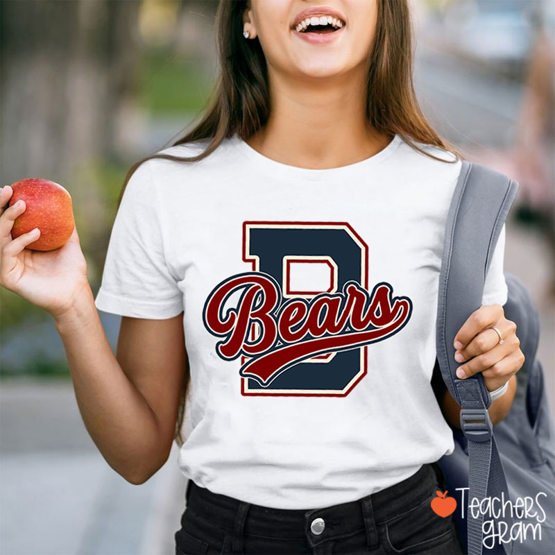 Personalized Mascot Varsity Letter Script Teacher T-Shirt