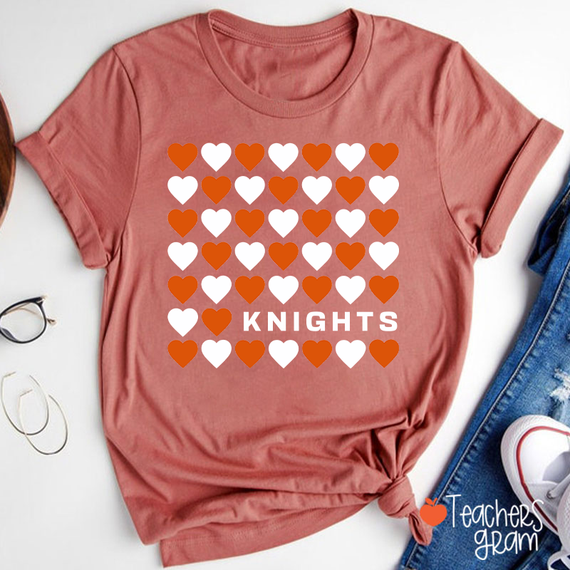Personalized Mascot Team Color Heart Teacher T-Shirt