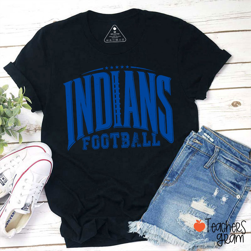 Personalized Mascot Vintage Distressed Football Star Graphic Teacher T‑Shirt