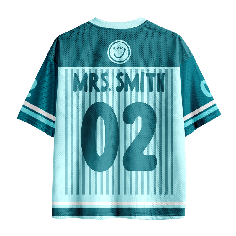 Personalized Name Two Sided Smile Face Striped Jersey Teacher T-Shirt