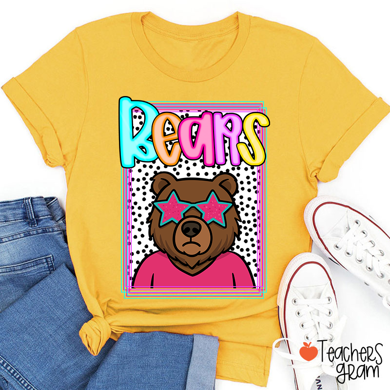 Personalized Mascot Polka Dot Preppy School Spirit Teacher T-Shirt