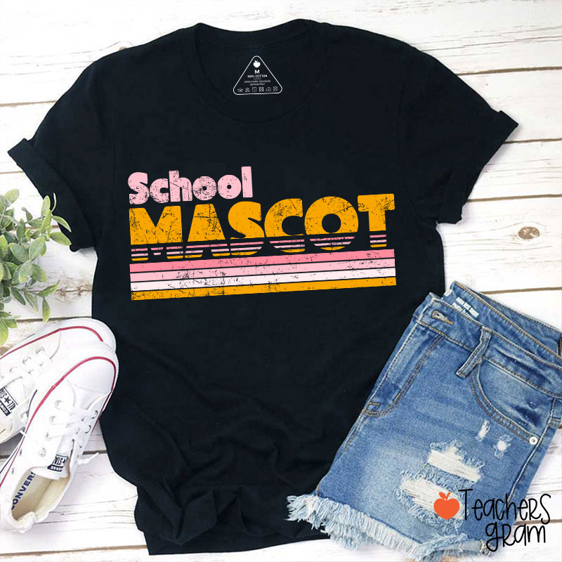 Personalized Mascot And School Name Contrast Color Line Design Teacher T-Shirt