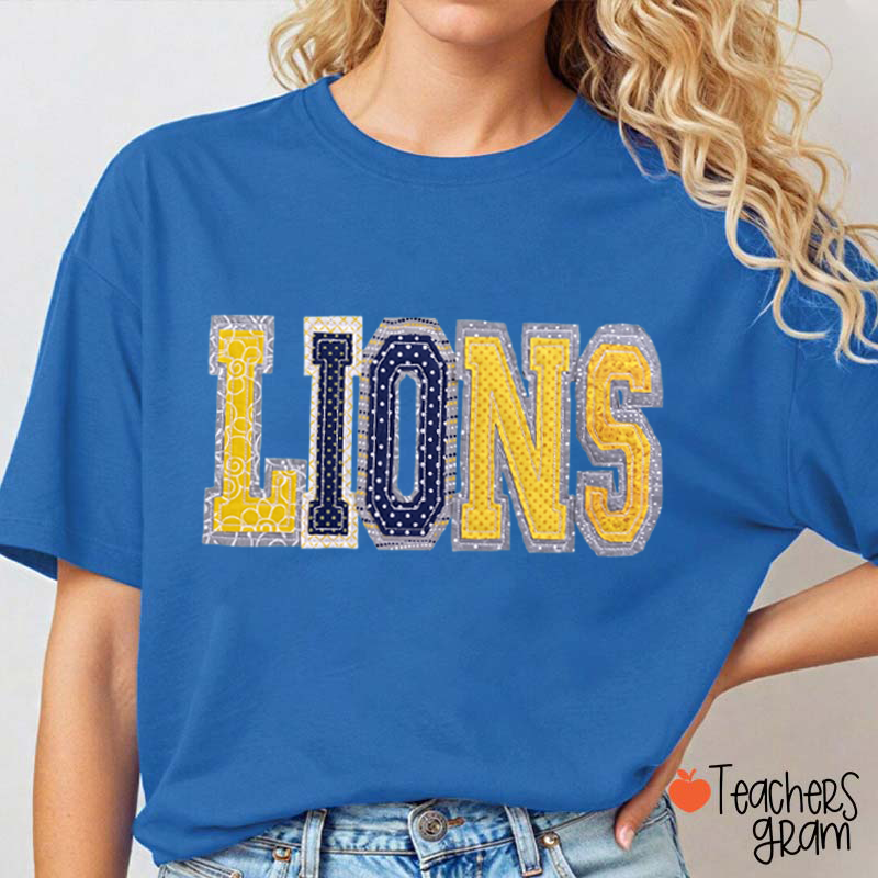 Personalized Mascot Mixed Print Letter Teacher T-Shirt
