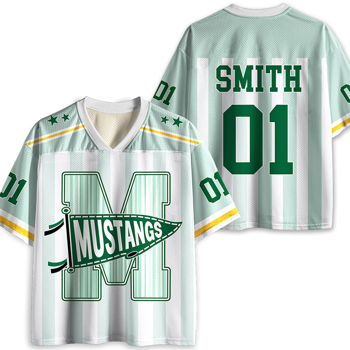 Personalized Mascot Pennant Initial School Spirit Teacher Mesh Jersey
