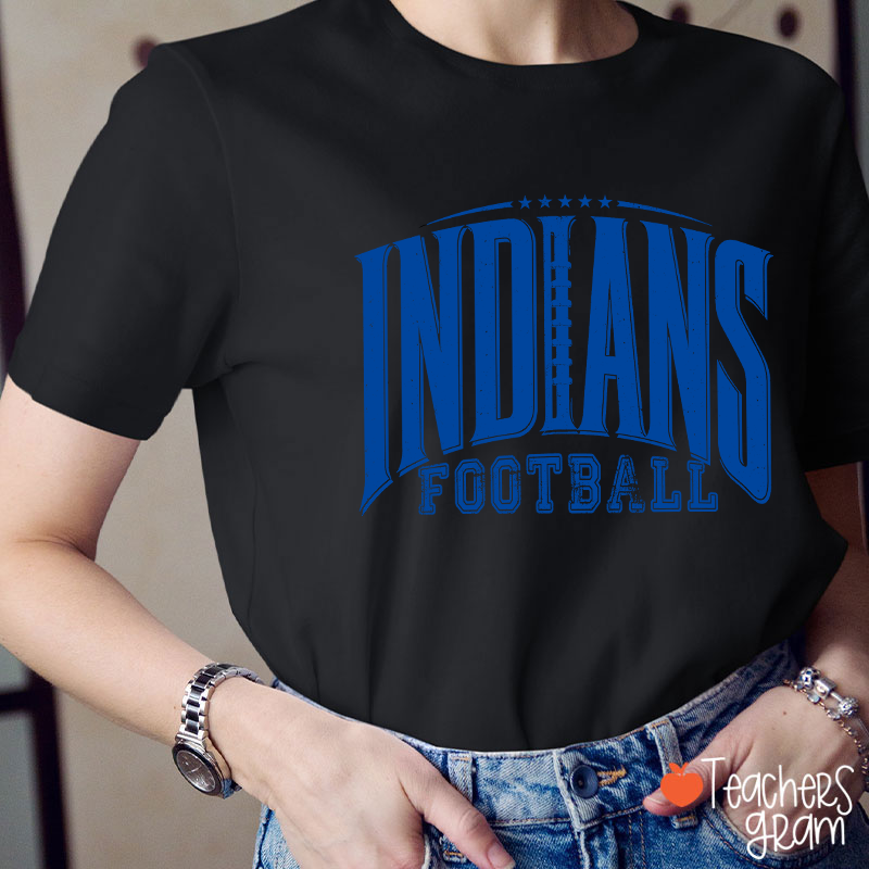 Personalized Mascot Vintage Distressed Football Star Graphic Teacher T‑Shirt