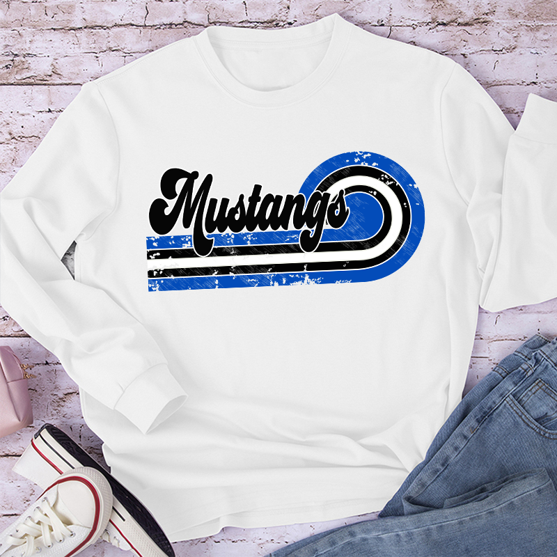 Personalized Retro Mascot School Spirit Teacher Long Sleeve T-Shirt