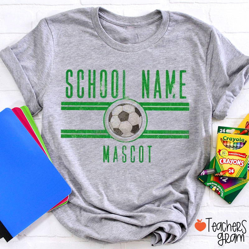 Personalized School Name Mascot Vintage Striped Sports Teacher T-Shirt