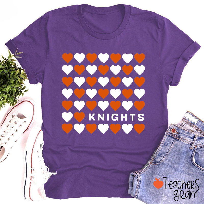 Personalized Mascot Team Color Heart Teacher T-Shirt