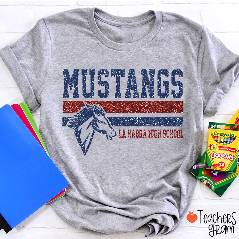 Personalized Mascot And School Name Contrasting Lines Teacher T-Shirt