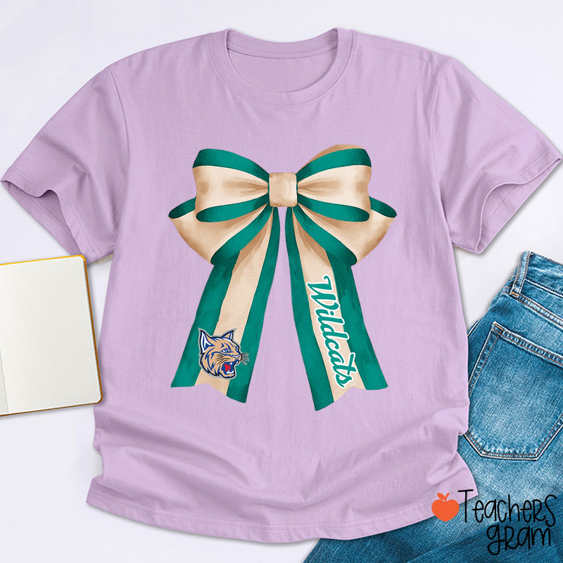 Personalized Mascot Coquette Bow Teacher T-Shirt