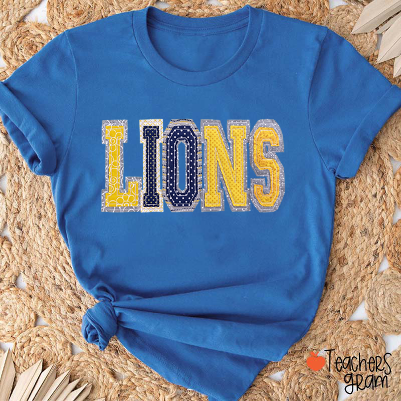 Personalized Mascot Mixed Print Letter Teacher T-Shirt