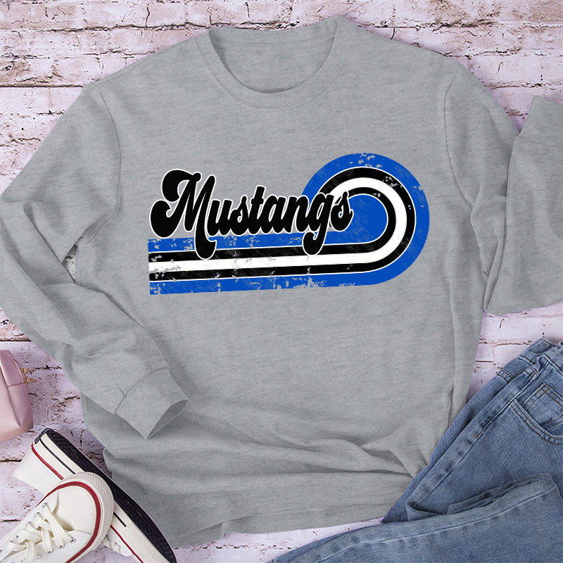 Personalized Retro Mascot School Spirit Teacher Long Sleeve T-Shirt