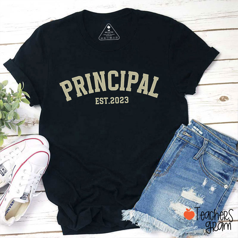 Personalized School Role Year Retro Arch Varsity Teacher T-Shirt