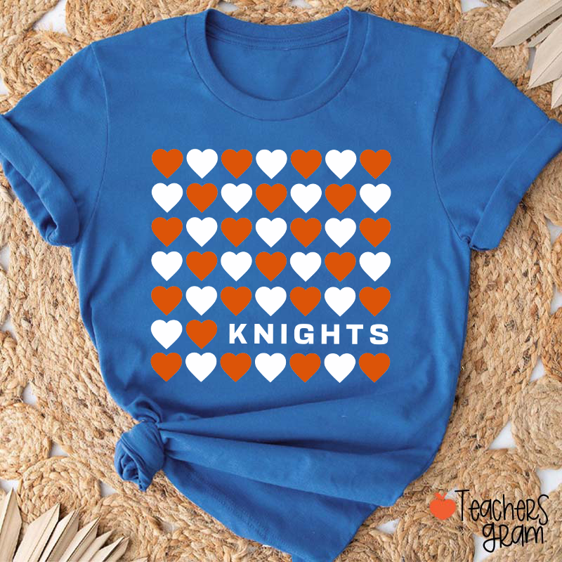 Personalized Mascot Team Color Heart Teacher T-Shirt
