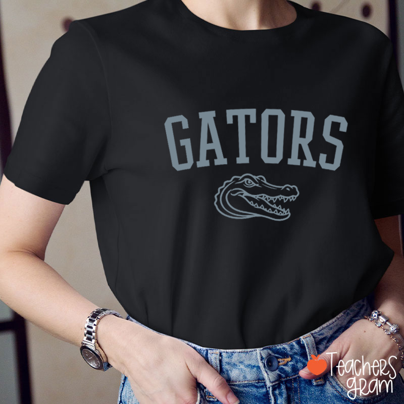 Personalized Mascot Outline Graphic Varsity Letter Teacher T-Shirt