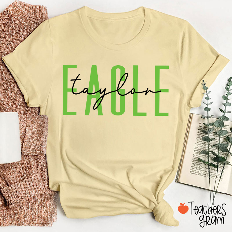 Personalized Mascot And Name Simple Fonts School Spirit Teacher T-Shirt