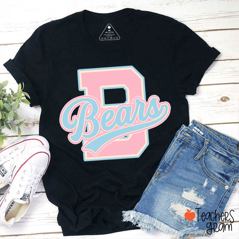 Personalized Mascot Varsity Letter Script Teacher T-Shirt