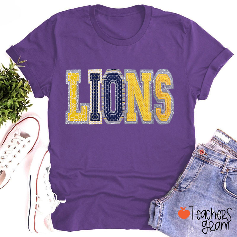Personalized Mascot Mixed Print Letter Teacher T-Shirt