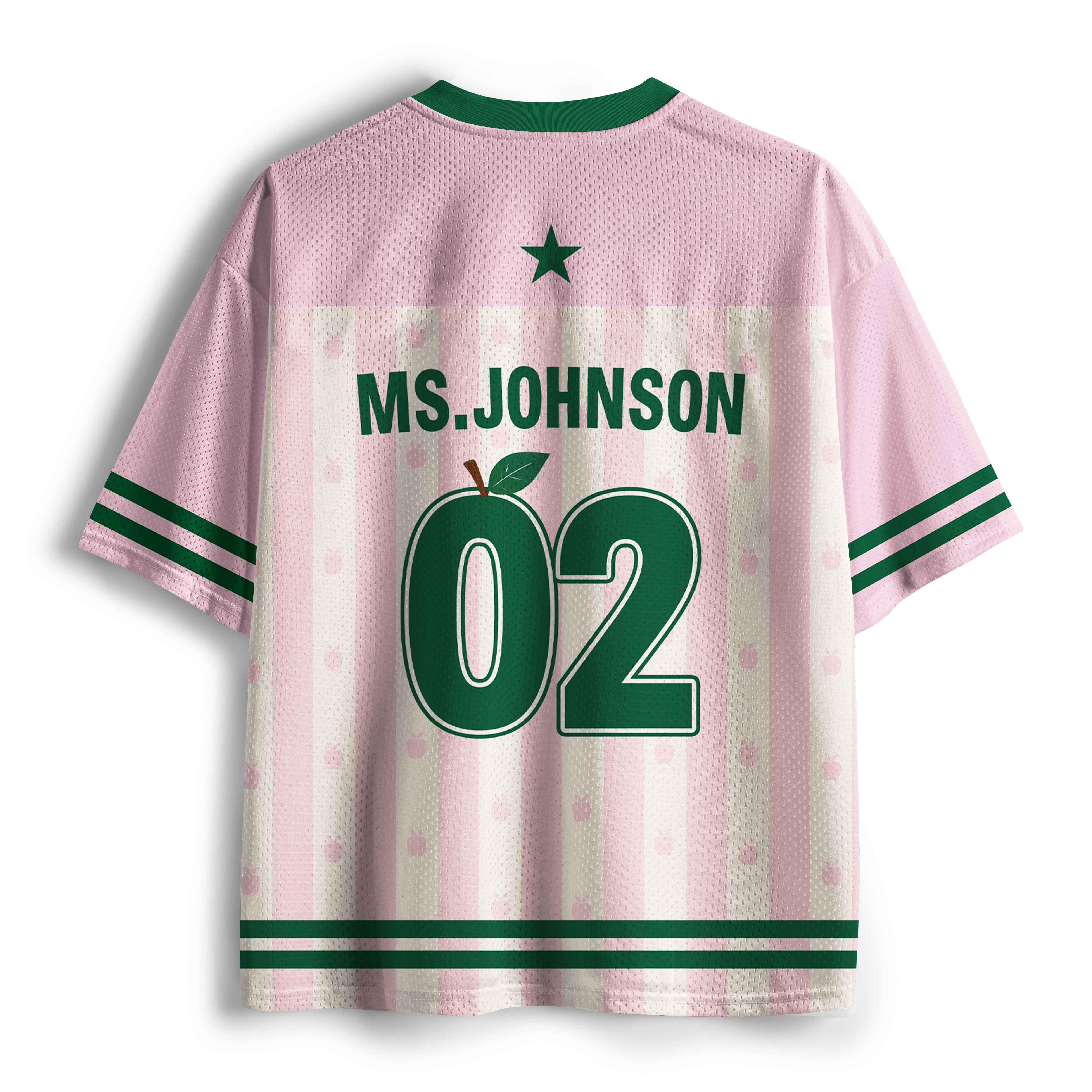 Personalized Grade And Name Pencil Preppy Stripes Teacher Mesh Jersey