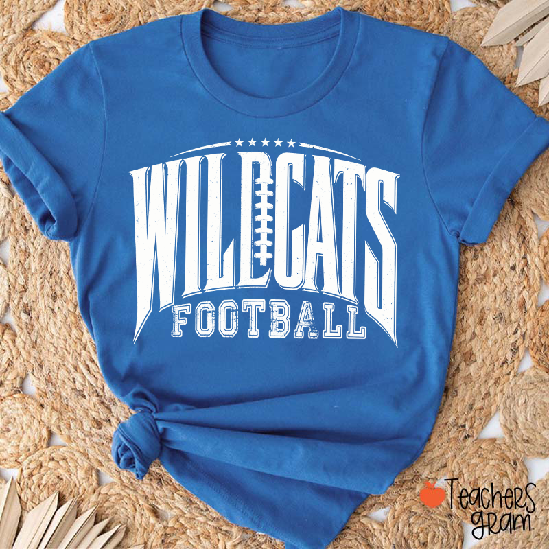 Personalized Mascot Vintage Distressed Football Star Graphic Teacher T‑Shirt
