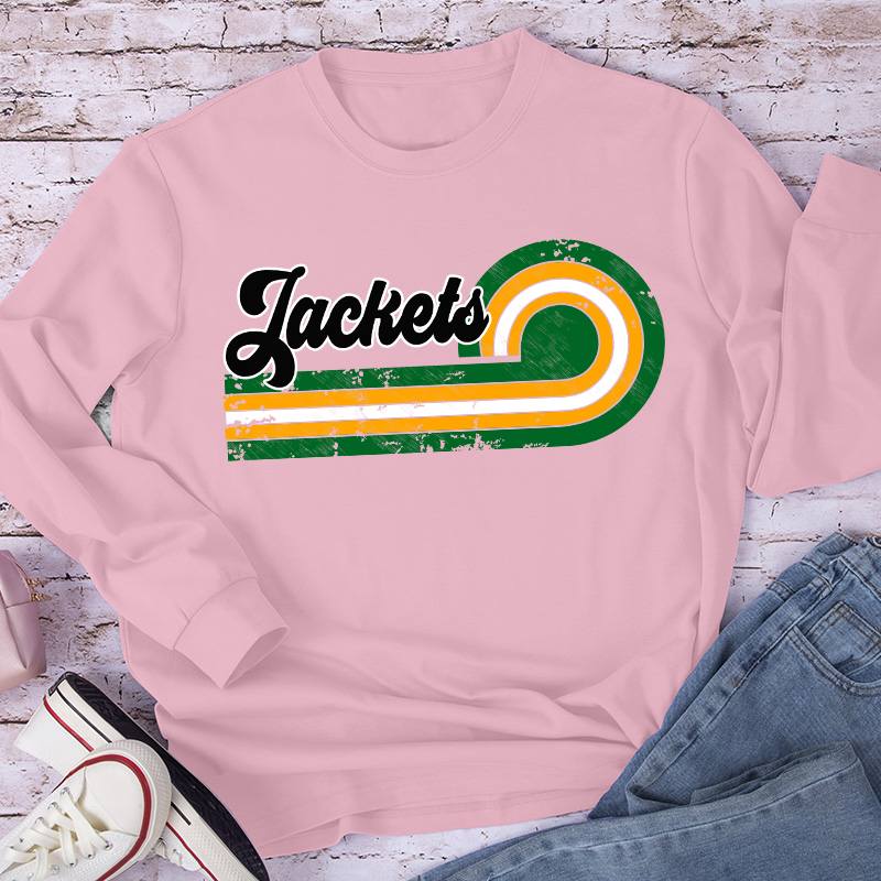 Personalized Retro Mascot School Spirit Teacher Long Sleeve T-Shirt