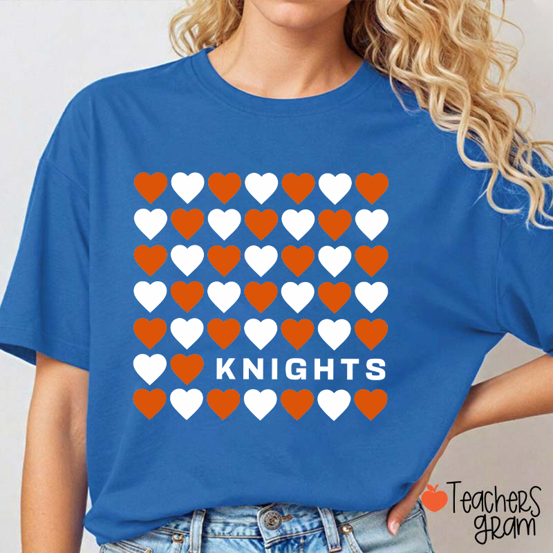 Personalized Mascot Team Color Heart Teacher T-Shirt