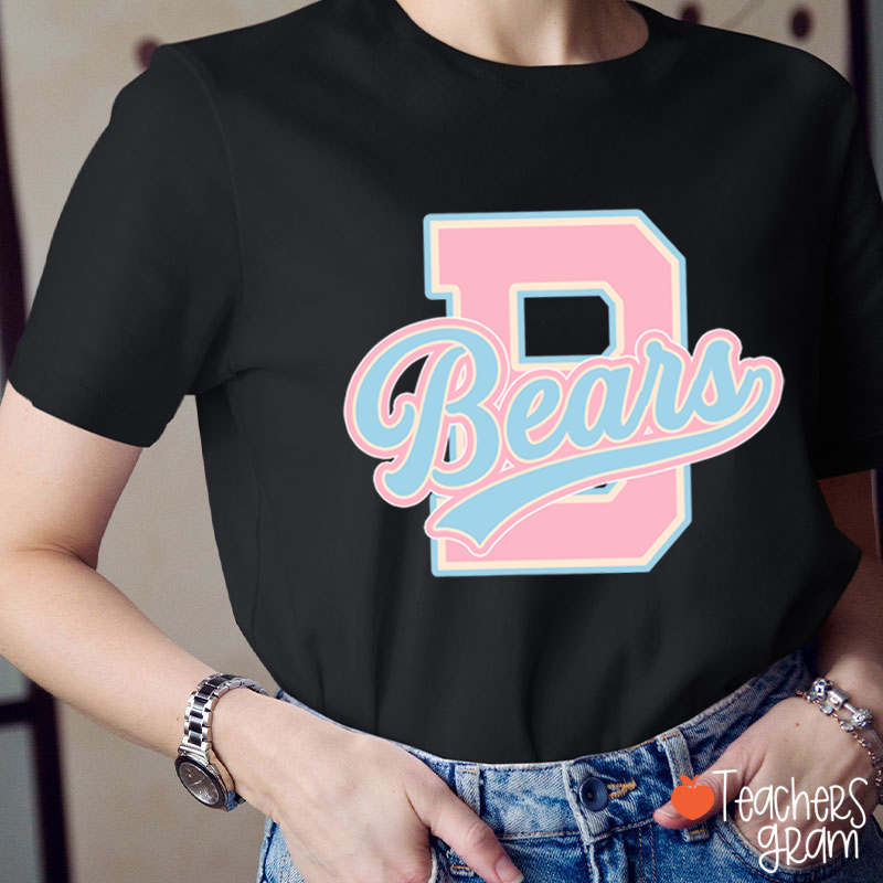 Personalized Mascot Varsity Letter Script Teacher T-Shirt