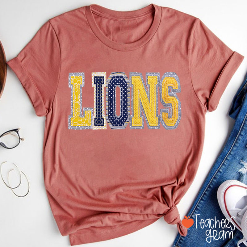 Personalized Mascot Mixed Print Letter Teacher T-Shirt