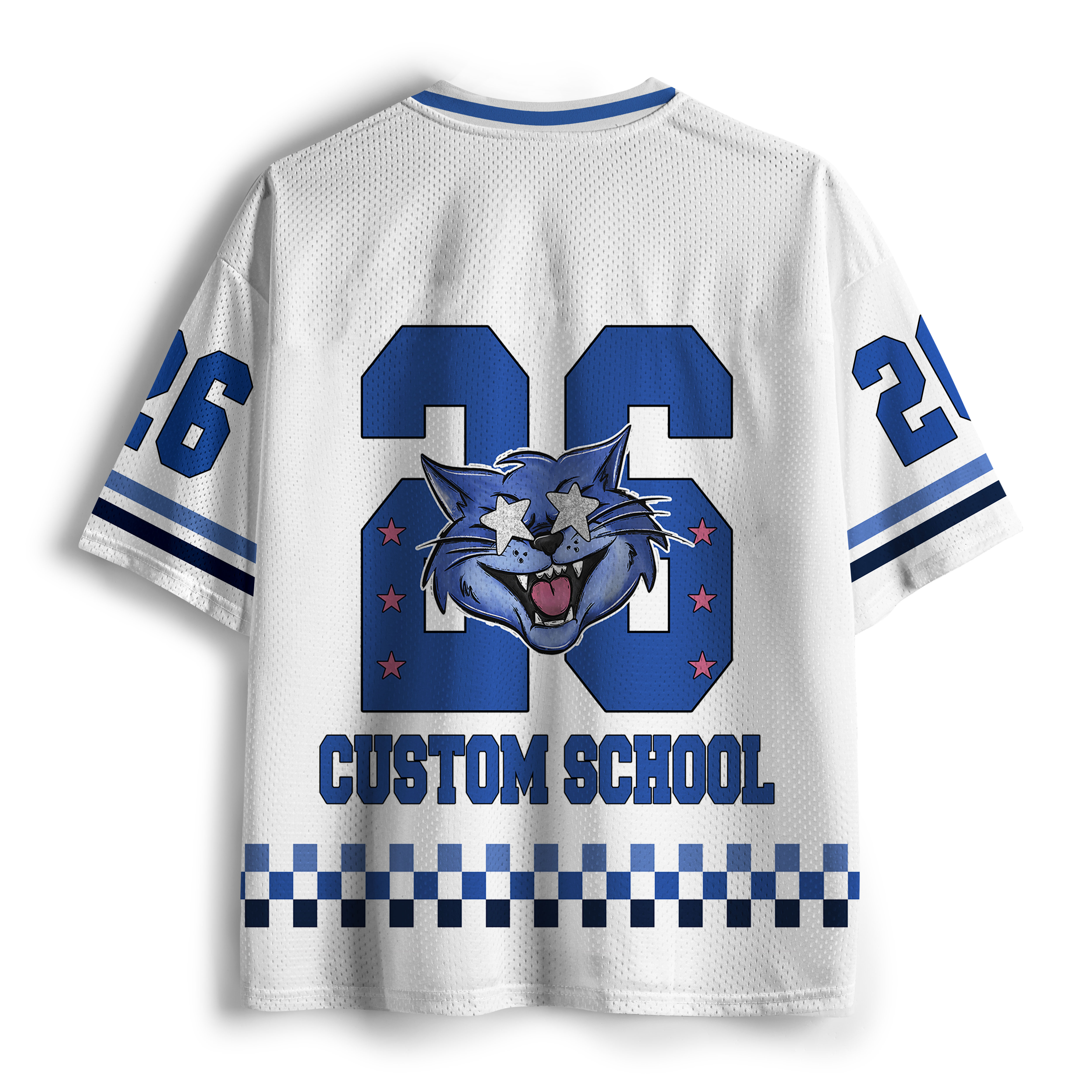 Personalized We Are Mascot School Spirit Checkered Teacher Mesh Jersey