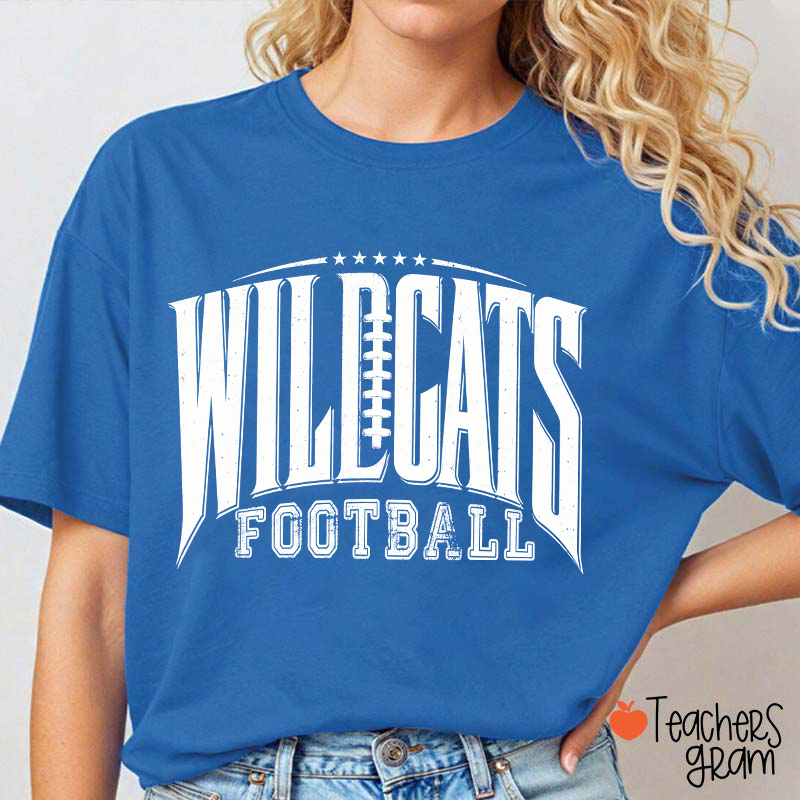 Personalized Mascot Vintage Distressed Football Star Graphic Teacher T‑Shirt