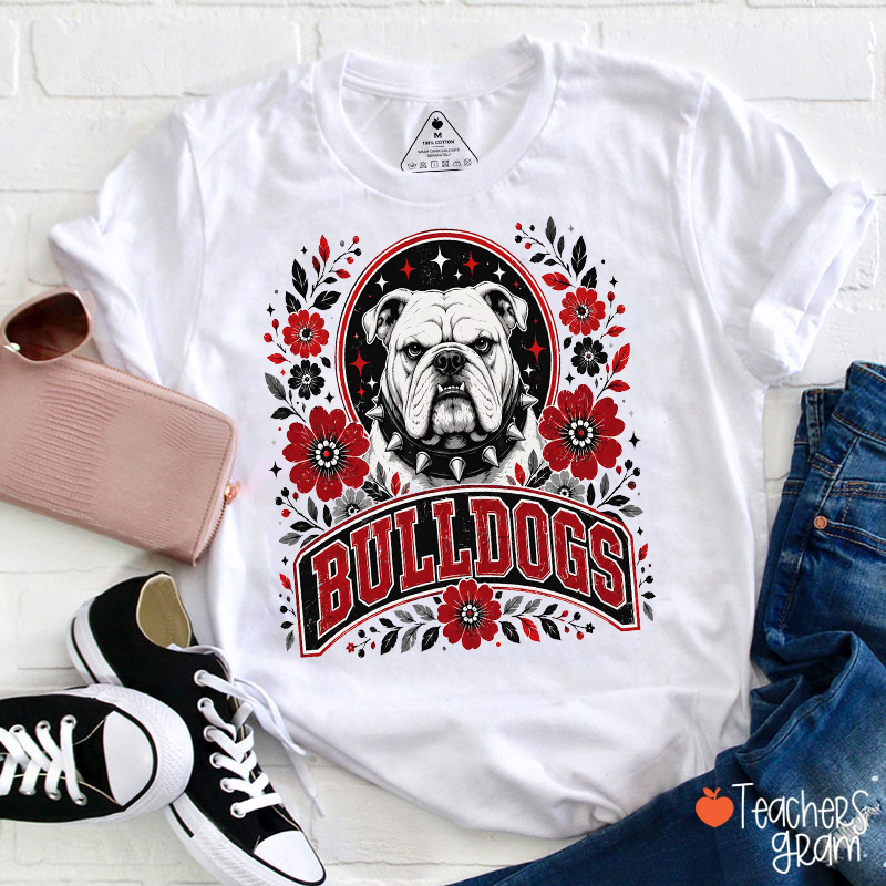 Personalized Mascot Vintage Flower Teacher T-Shirt