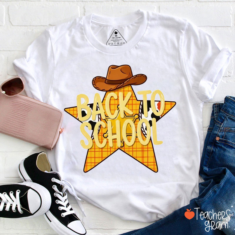 Personalized Name Western Cowboy Back Star Teacher T-Shirt