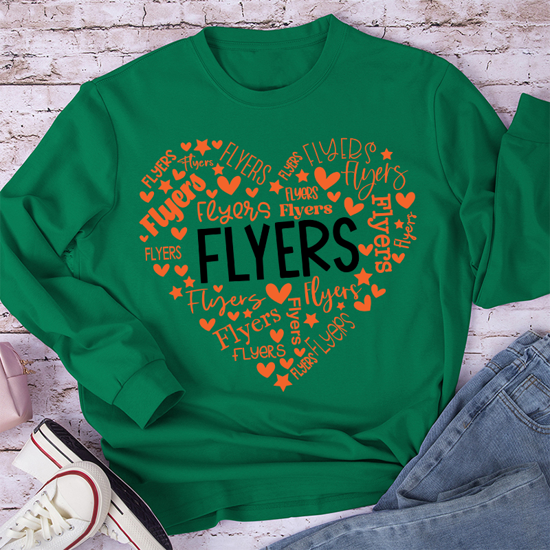 Personalized Mascot Heart Teacher Long Sleeve T-Shirt