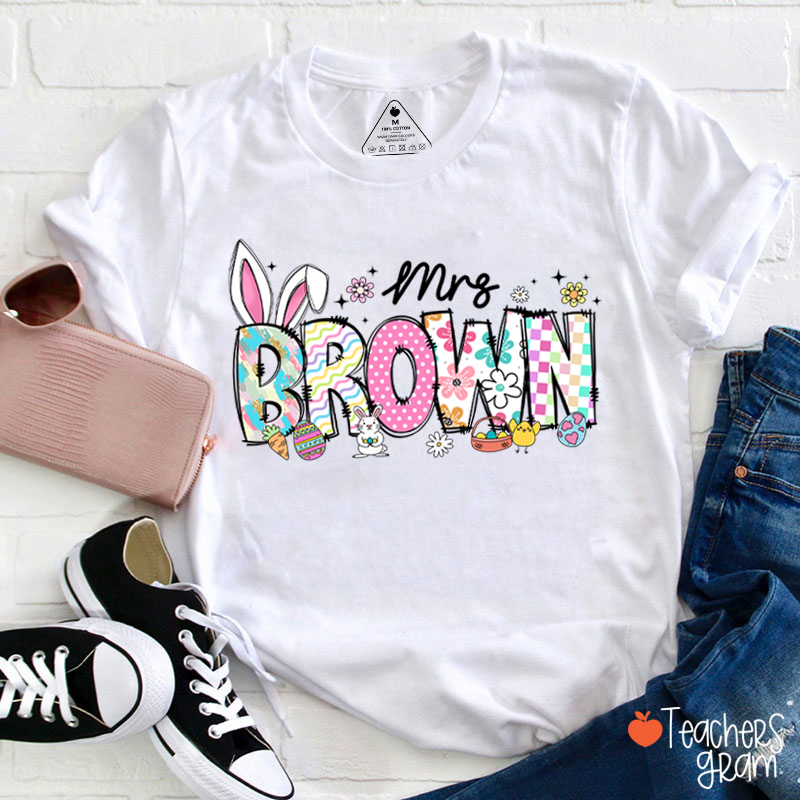Personalized Easter Alphabet Name Teacher T-Shirt