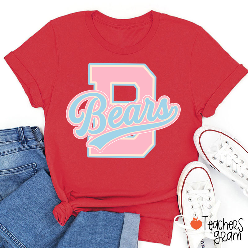 Personalized Mascot Varsity Letter Script Teacher T-Shirt