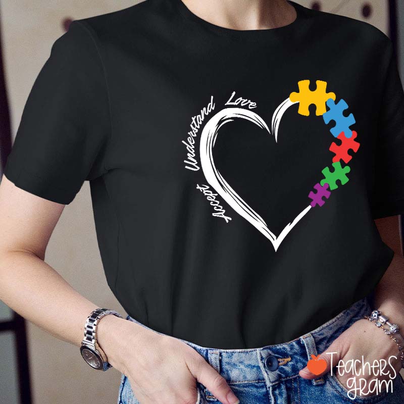 Accept Understand Love Autism Awareness Teacher T-Shirt