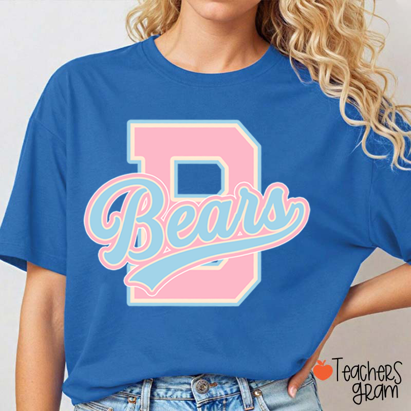 Personalized Mascot Varsity Letter Script Teacher T-Shirt