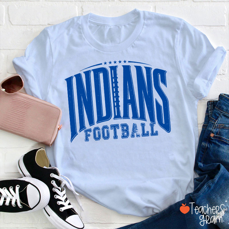 Personalized Mascot Vintage Distressed Football Star Graphic Teacher T‑Shirt