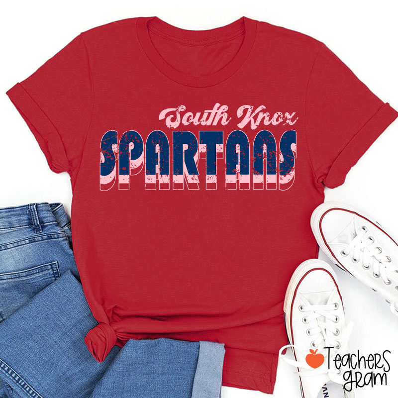 Personalized Mascot And School Name Distressed Retro Spirit Teacher T-Shirt