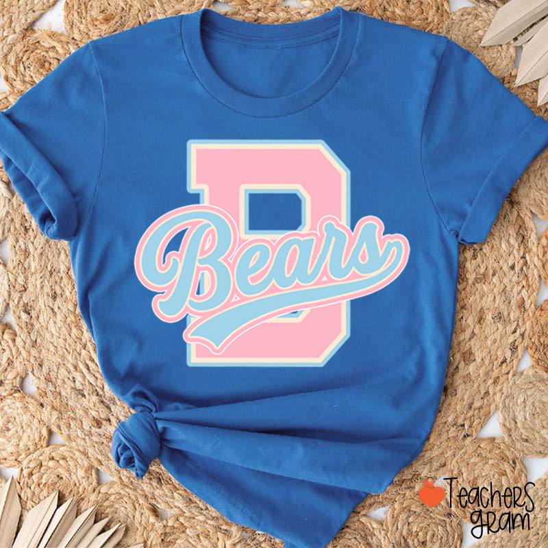 Personalized Mascot Varsity Letter Script Teacher T-Shirt