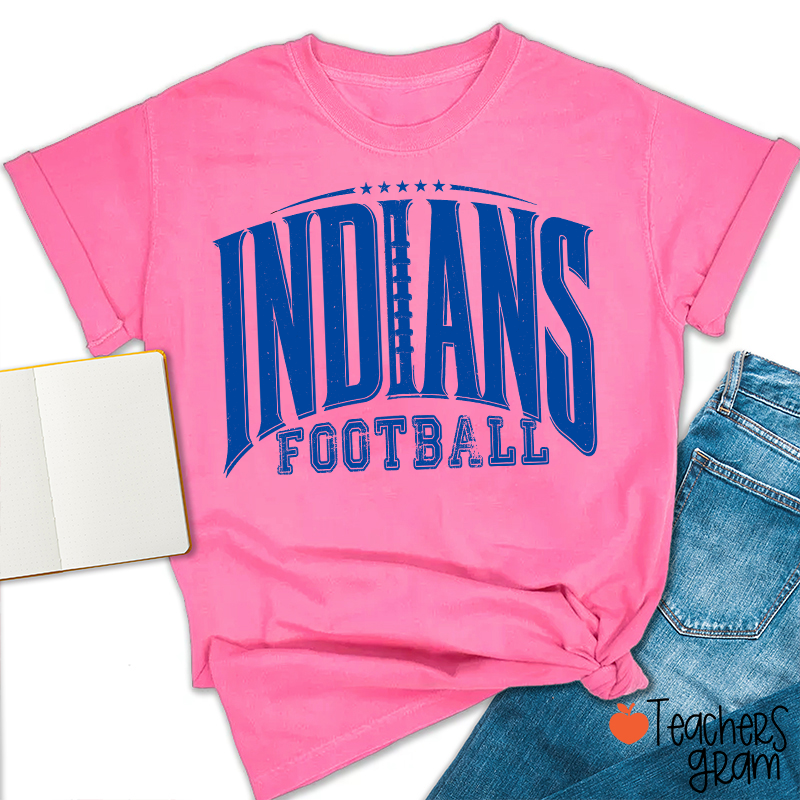 Personalized Mascot Vintage Distressed Football Star Graphic Teacher T‑Shirt