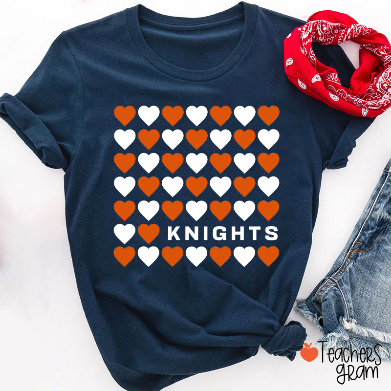 Personalized Mascot Team Color Heart Teacher T-Shirt